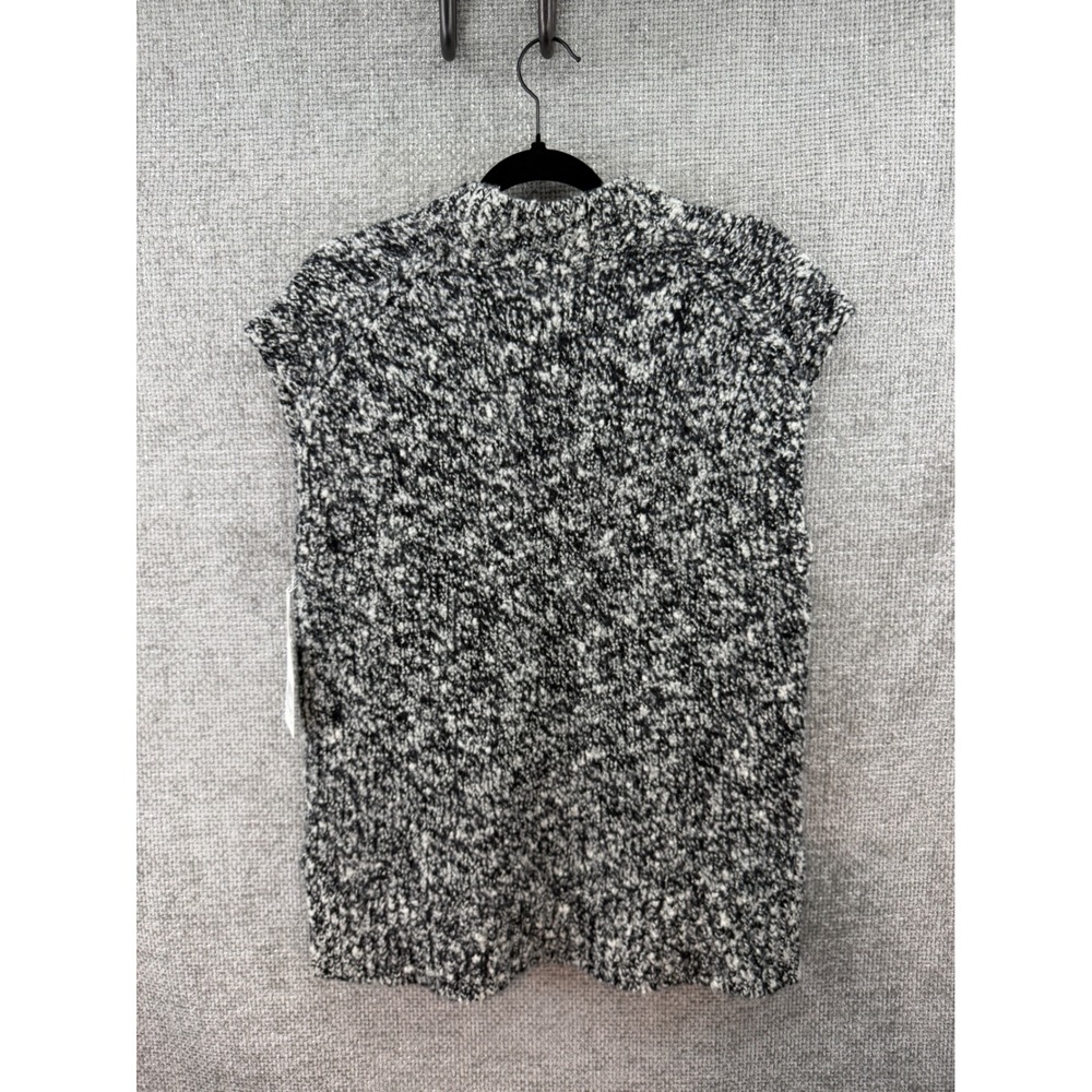 Nordstrom Sweater Vest Women's Small Black Ivory New Merino Wool Marl Knit - Picture 2 of 10